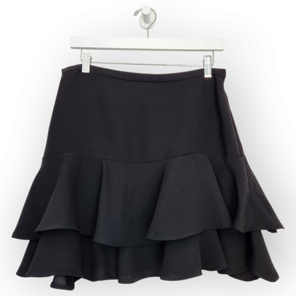 Lauren Ralph Lauren Petite Black Mid Rise Ruffle Mini Skirt 6